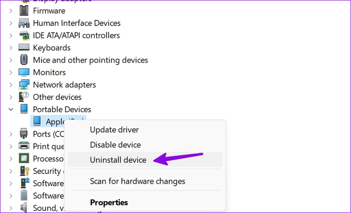 Uninstall device on iPhone Drivers