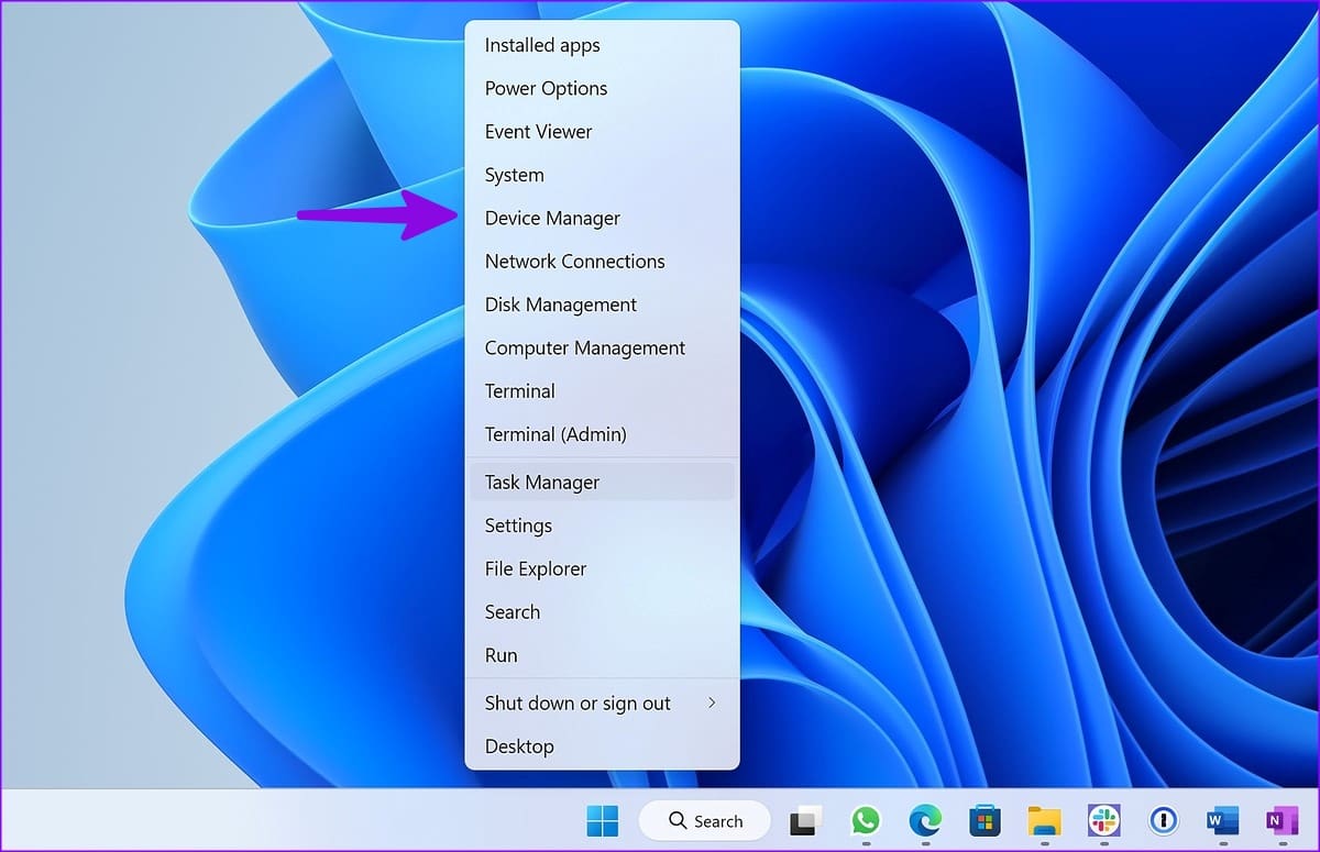 open device manager menu