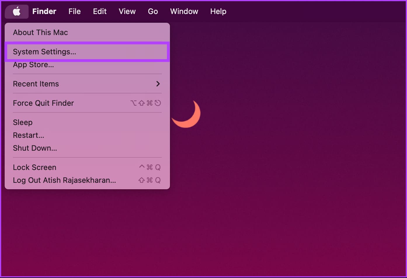 select System Settings from the drop-down
