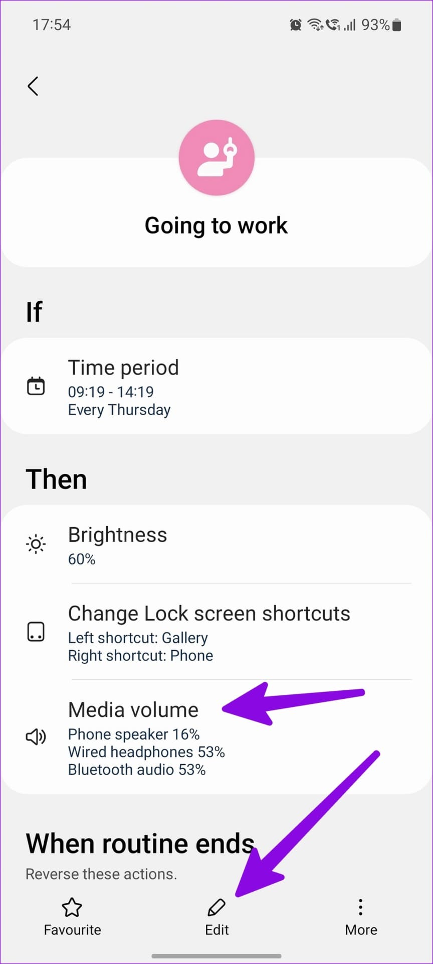 edit a routine on Android