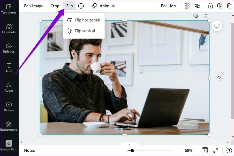 Flip Image in Canva