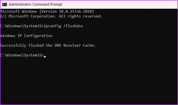 Flushed data screen in CMD