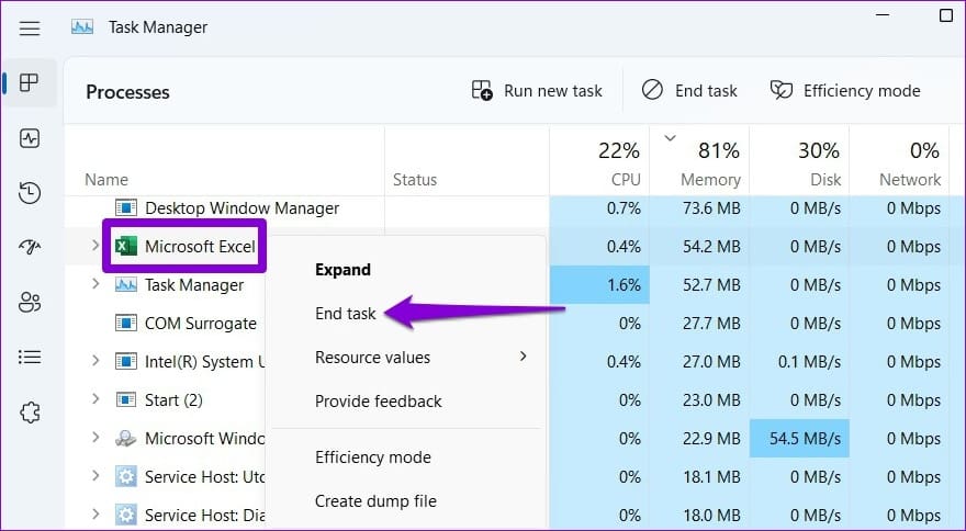 Force Close Microsoft Excel on Windows