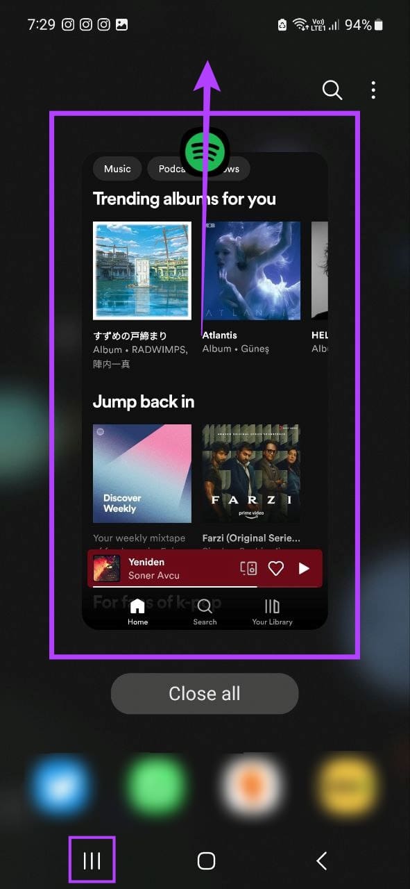 Force Close Spotify on Android