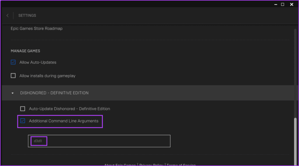 Force Game To Use DirectX 11 in Epic Games launcher