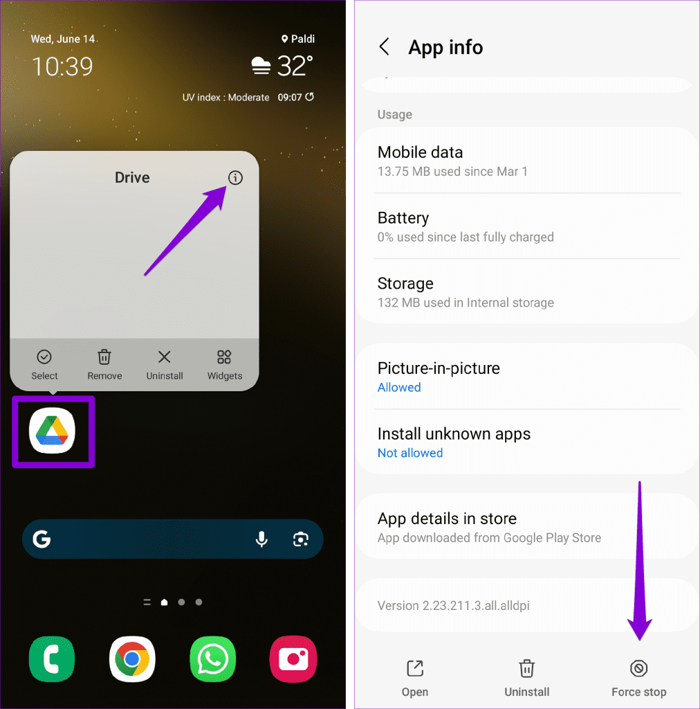 Force Stop Google Drive on Android