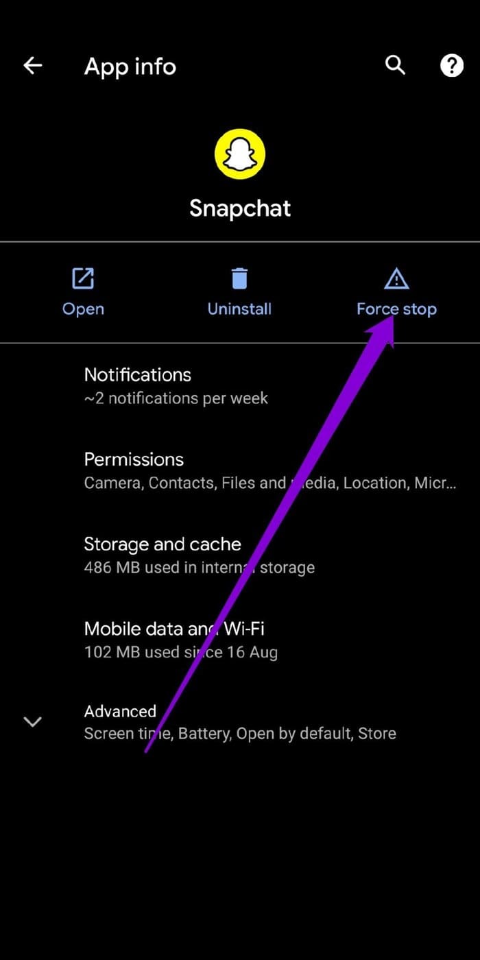 Force Stop Snapchat on Android