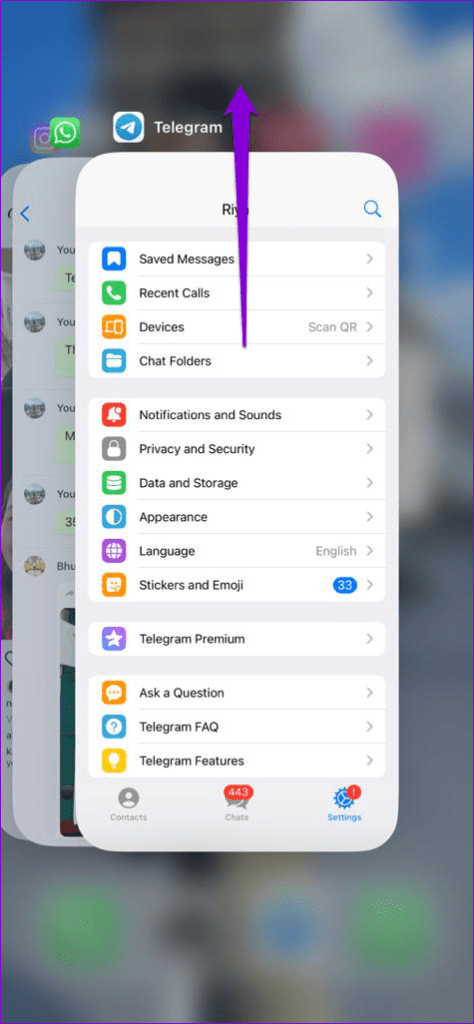 Force Stop Telegram iPhone