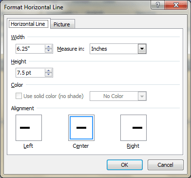 Format Horizontal Line