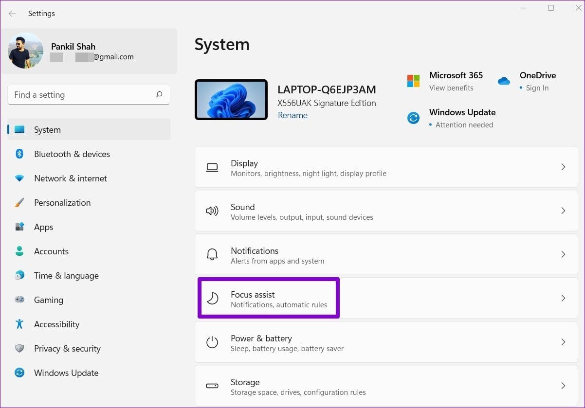 Foucs Assist on Windows 11