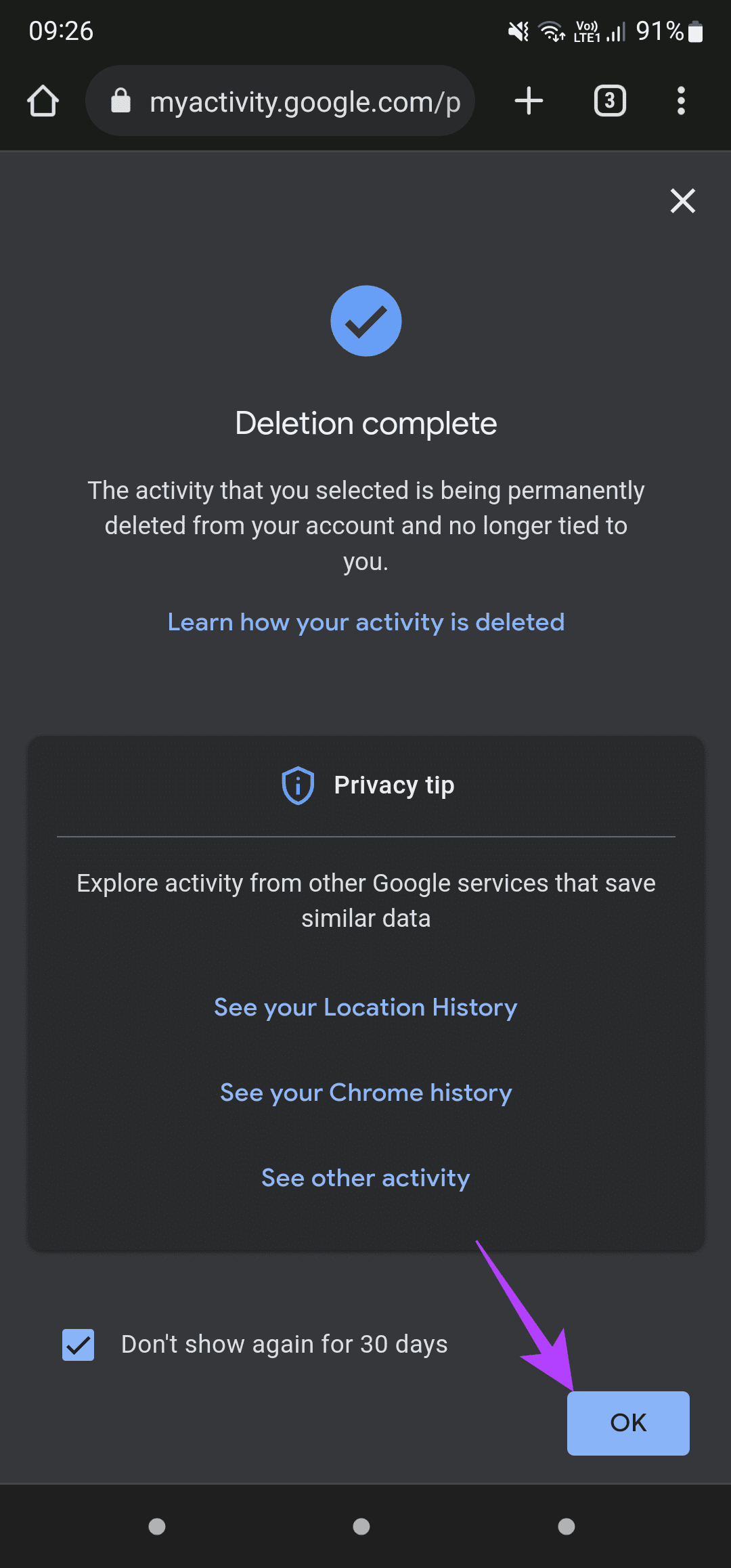 Select OK