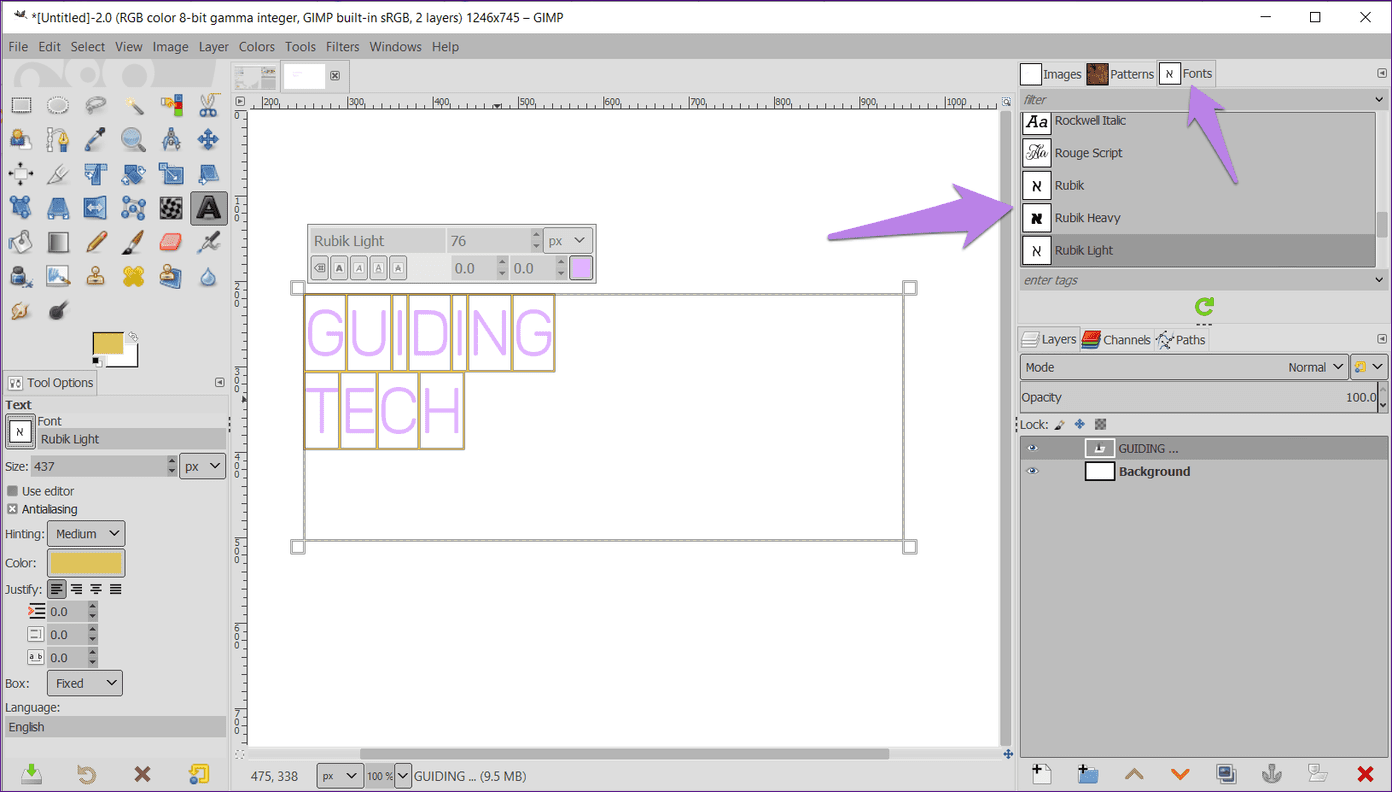 GIMP not showing new fonts 10