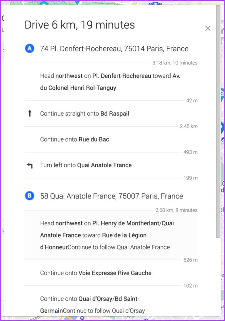 Get step-by-step instructions in My Maps