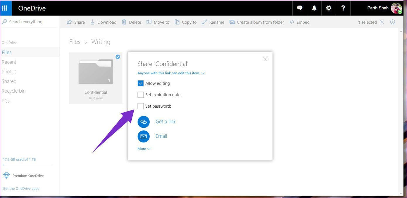 Get Password On One Drive Web
