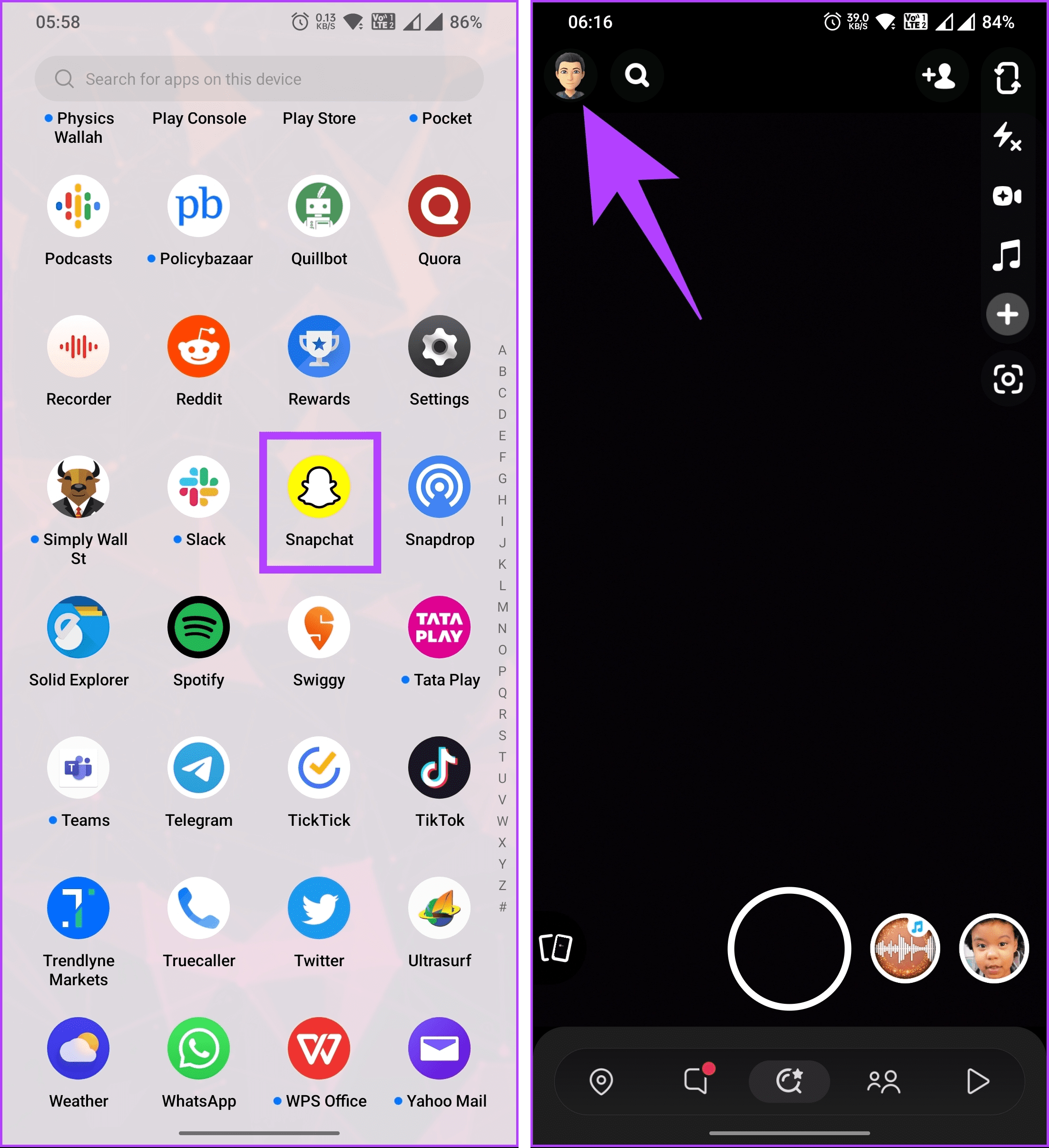 tap on your (Bitmoji) profile icon