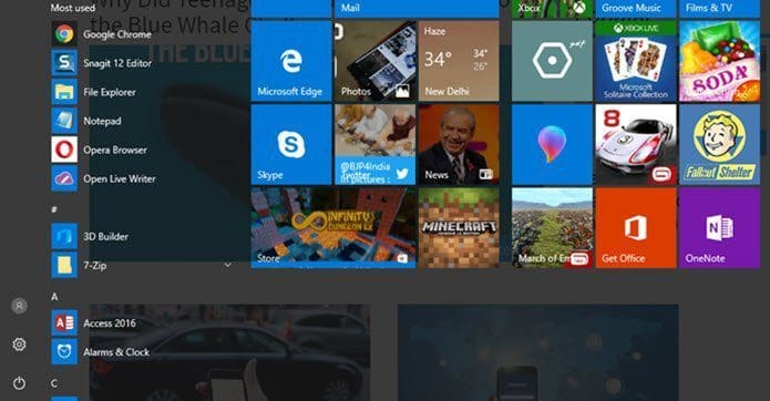 Get Transparent Start Menu In Windows 10