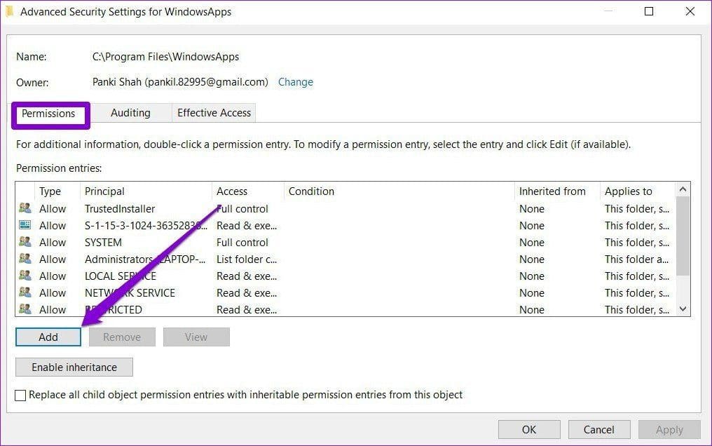 Giving Folder Permissions