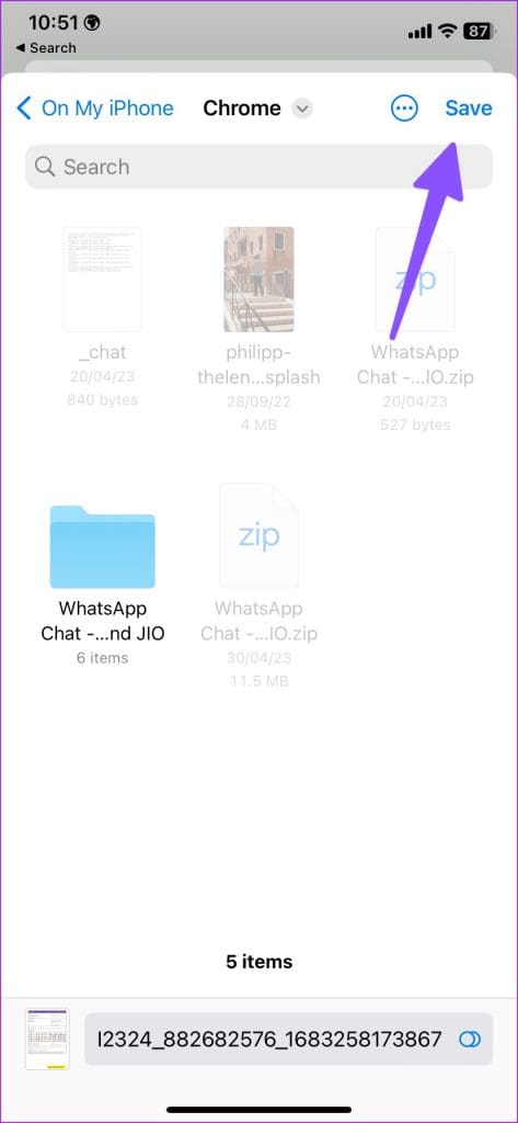 Save Gmail files on iPhone