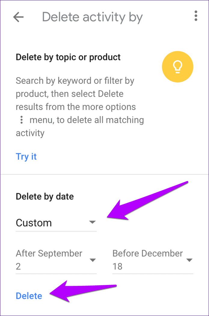 Google App Clear History Cache 10