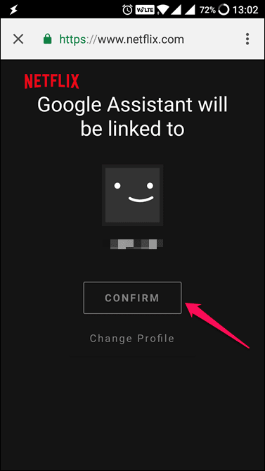 Google Assistant Netflix Connect Confirmation