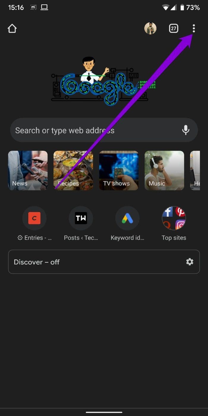 Google Chrome Home Screen