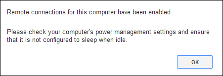 Google Chrome Remote Desktop Enabled