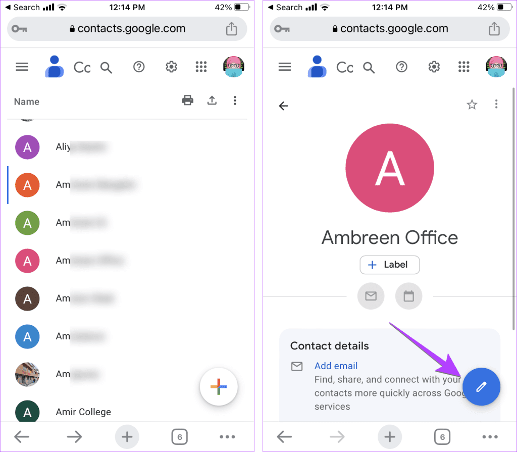 Google Contacts iPhone Edit Contact