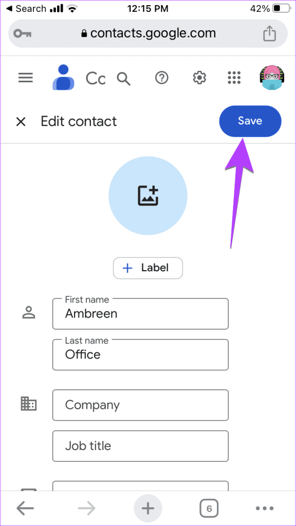 Google Contacts iPhone Save Birthday