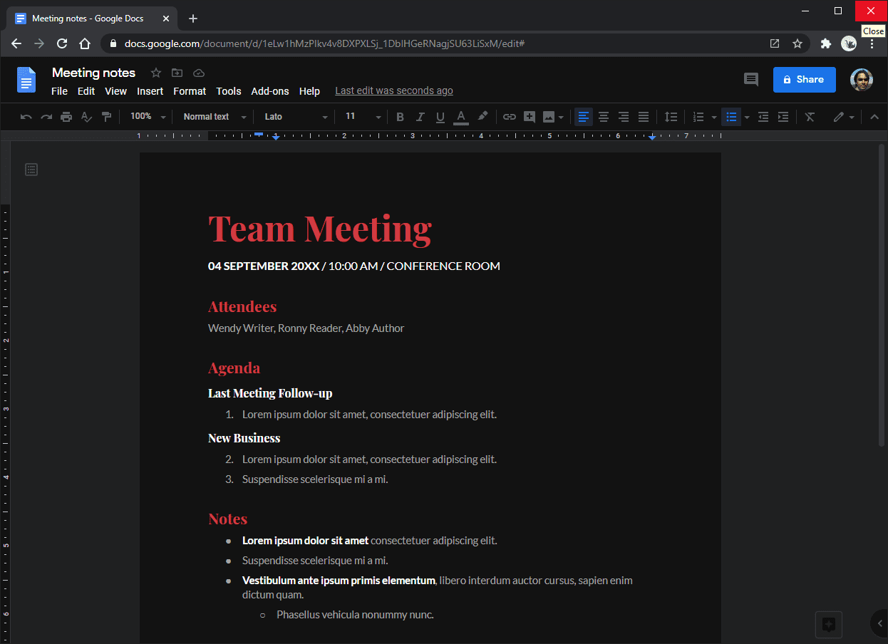 Google Docs Dark Mode Chrome 2