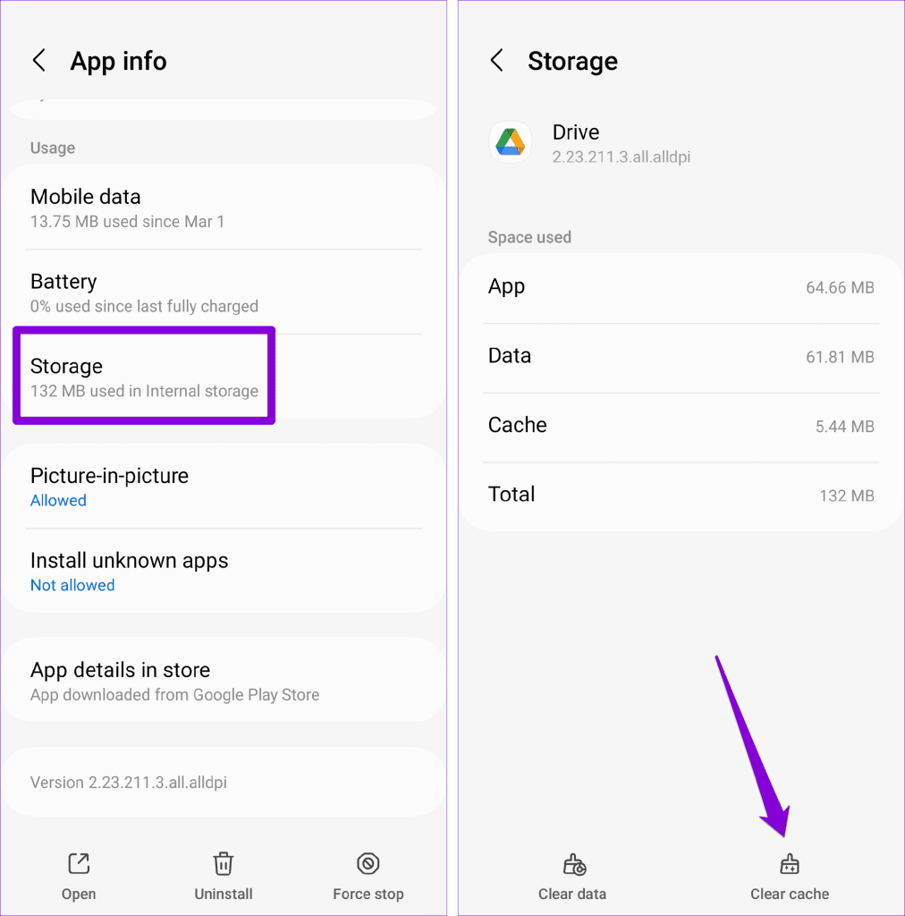 Google Drive Storage Usage on Android
