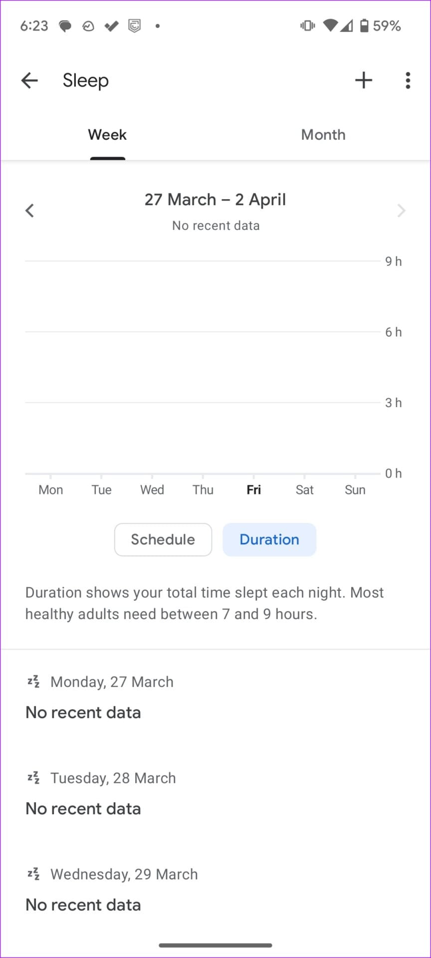 Google Fit sleep tracking