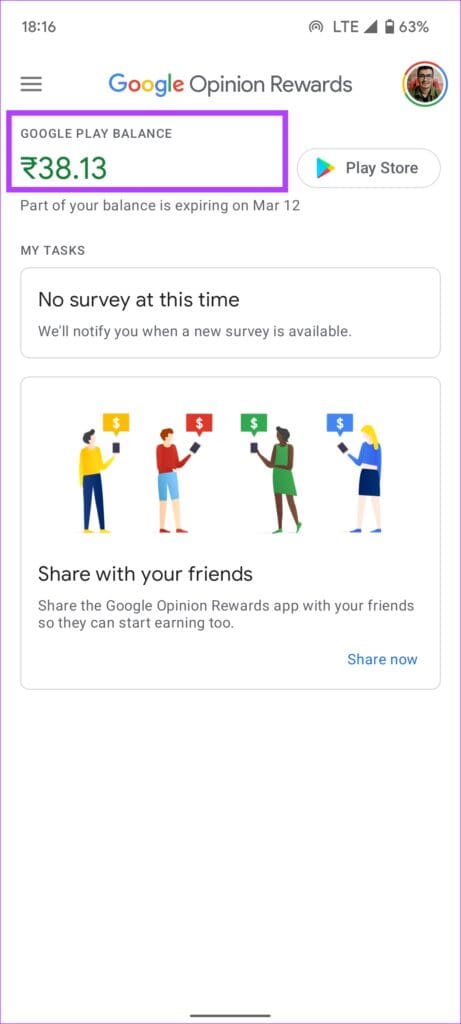 Google Opinion Rewards credits