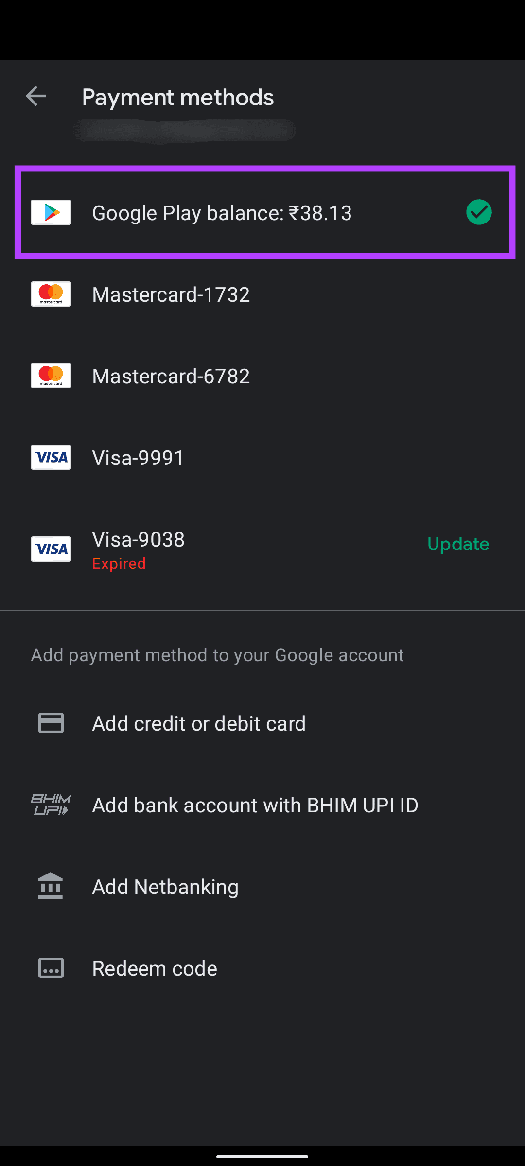 Change payment mode
