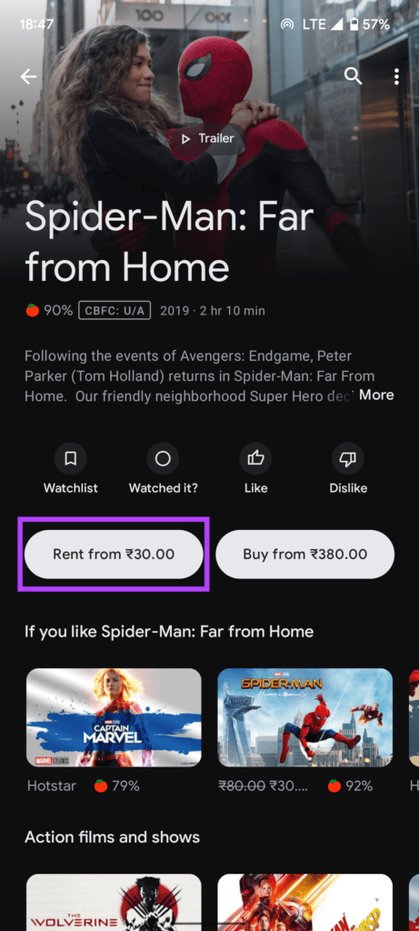 Rent movie option