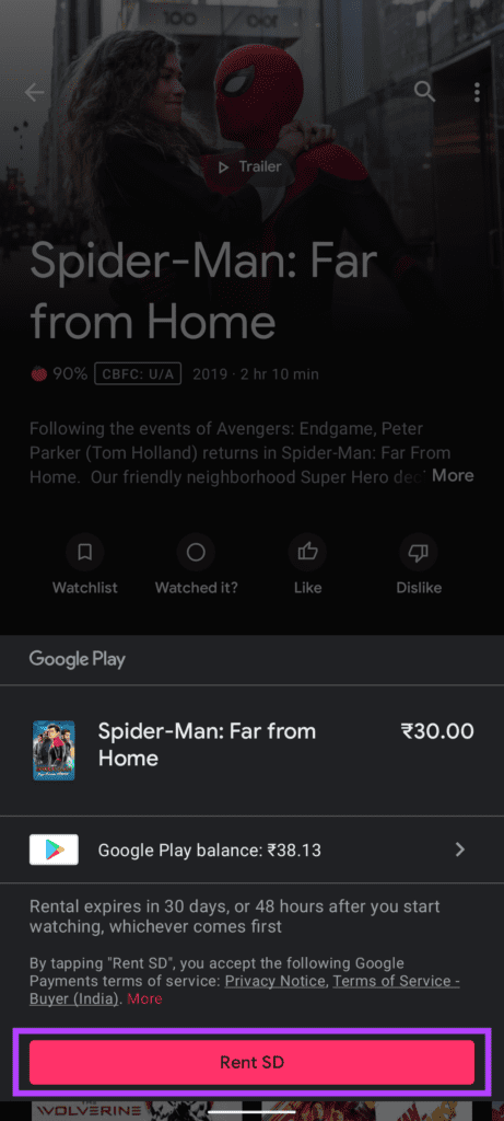 Rent movie