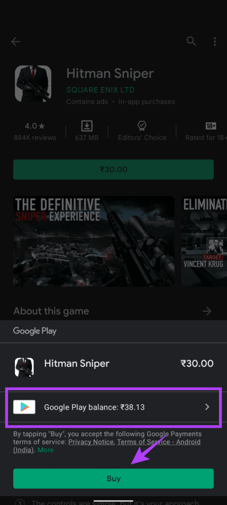 Google Play Balance option