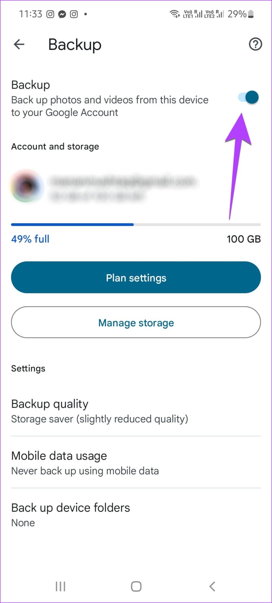 Google Photos Backup Enable