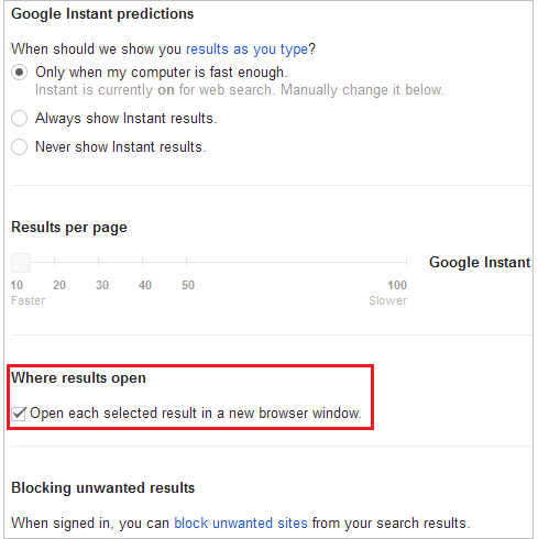 Google Results Open Option