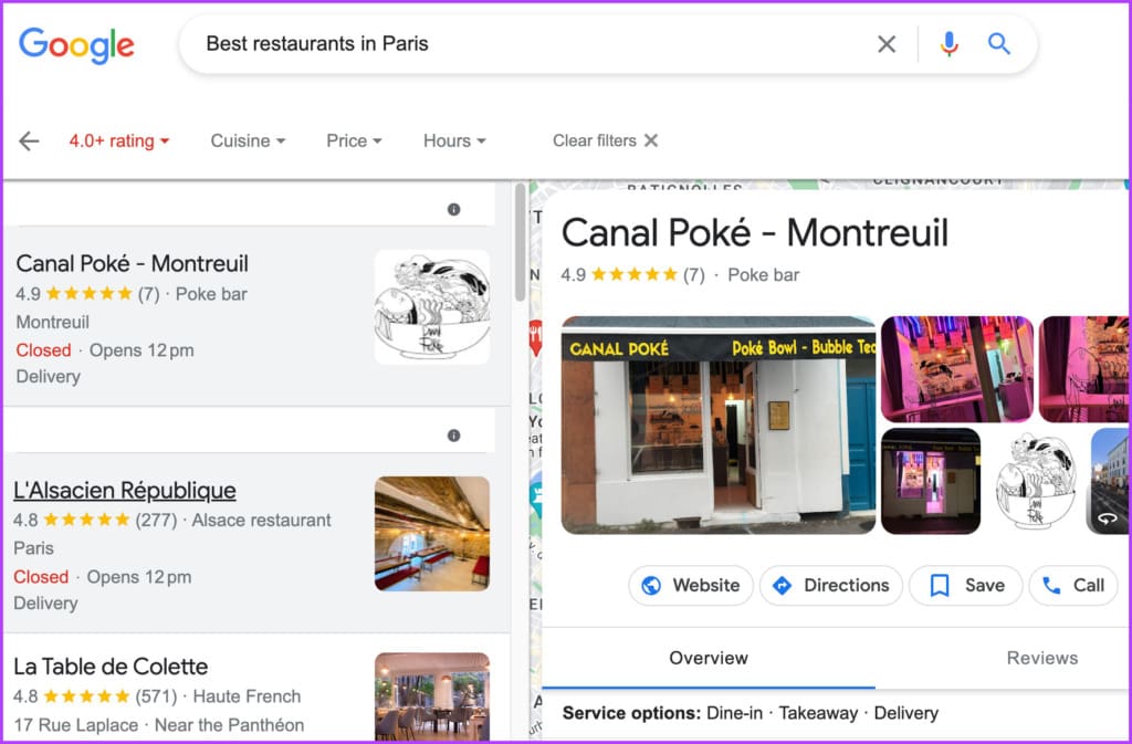Google also provides relevant information alongside your search