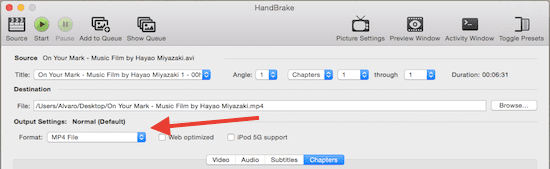 Handbrake Video Open