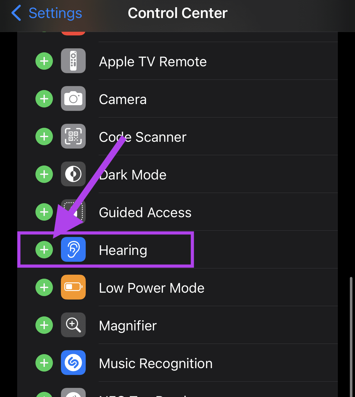 Hearing in Control Center