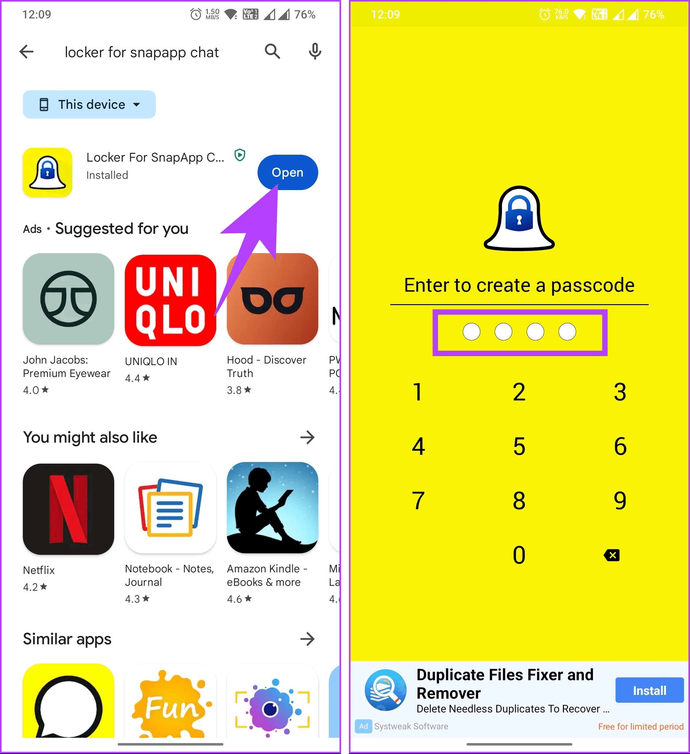 set a lock code