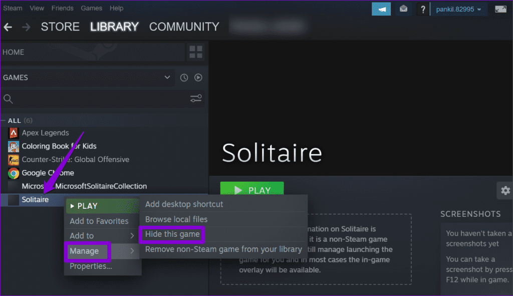 Hide Steam Game From Library