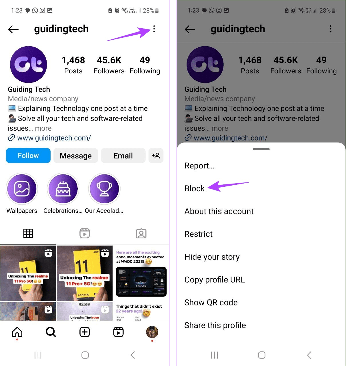 Block User on Instagram