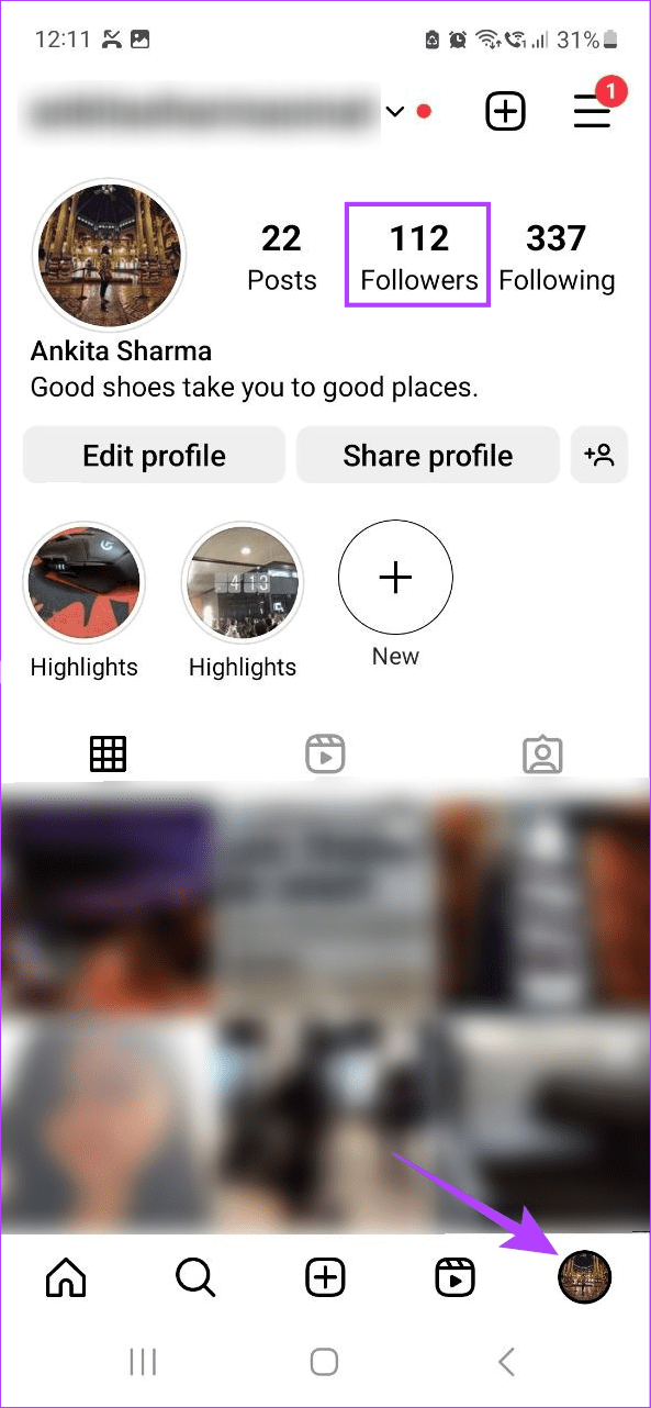 Open followers list on Instagram