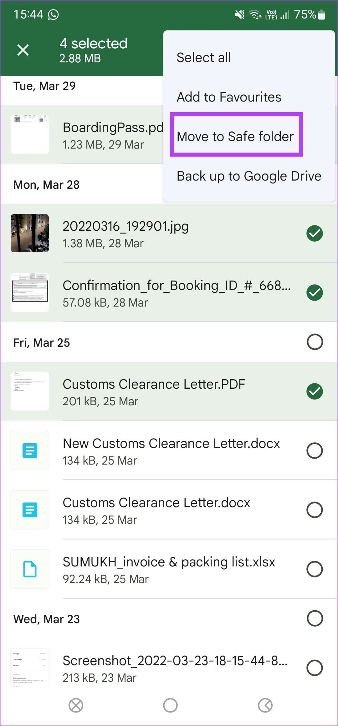 Move to safe folder