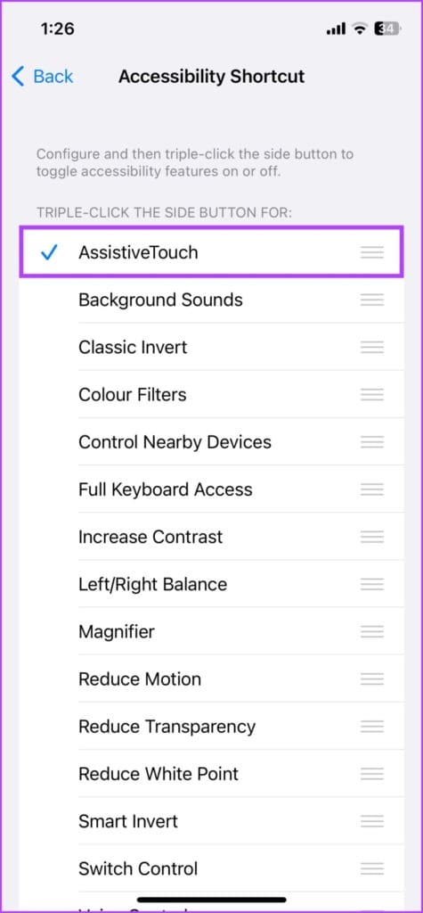 Enable or disable AssistiveTouch via Accessibility Shortcut