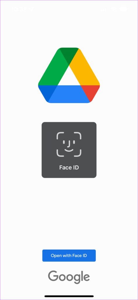 Google Drive Face ID scan