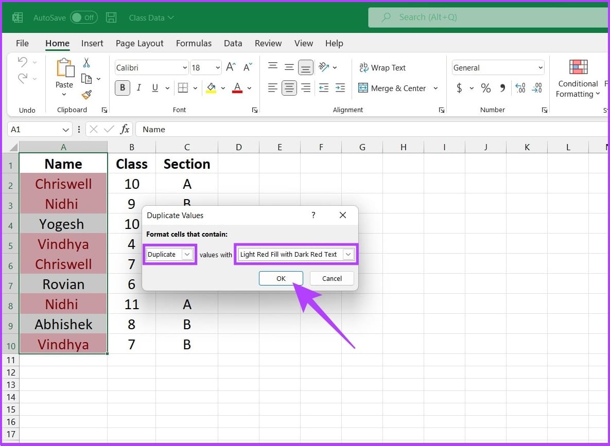 Click on the drop-down menu