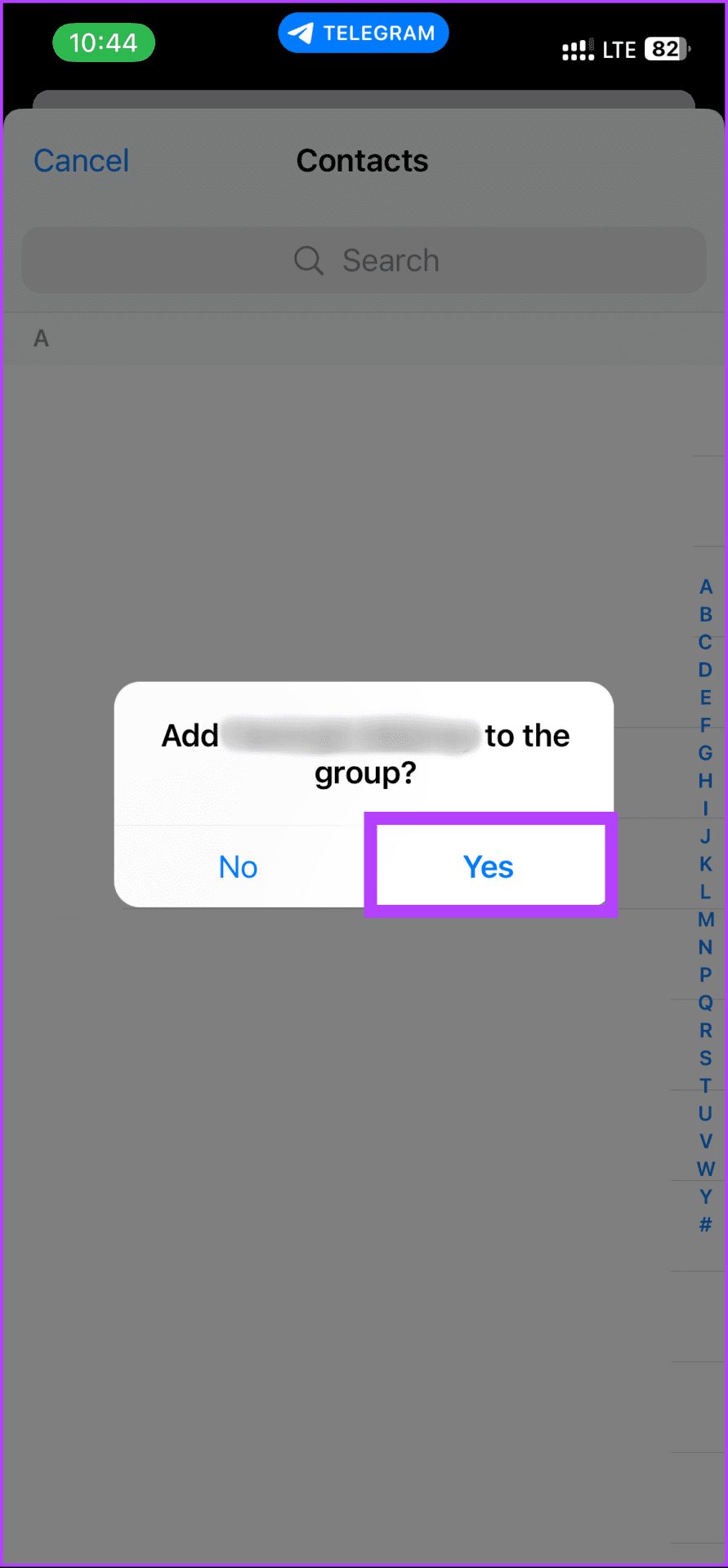 tap on Yes to confirm